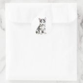 ウオーターカラーハスキードッグ ラウンドシール (バッグ)