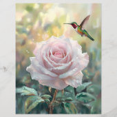 ウオーターカラーハミングバードピンクローズスクラップブック紙 (裏面)