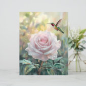 ウオーターカラーハミングバードピンクローズスクラップブック紙 (スタンド正面)