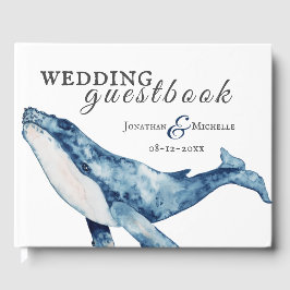 ウオーターカラーハンプバックホエー航海のルビーチ結婚式 ゲストブック