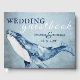 ウオーターカラーハンプバックホエー航海のルビーチ結婚式 ゲストブック