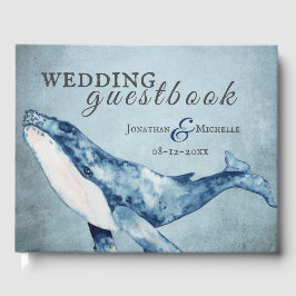 ウオーターカラーハンプバックホエー航海のルビーチ結婚式 ゲストブック