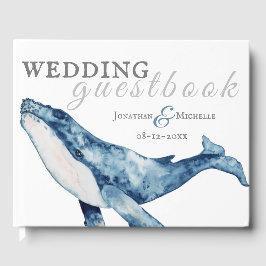 ウオーターカラーハンプバックホエー航海のルビーチ結婚式 ゲストブック