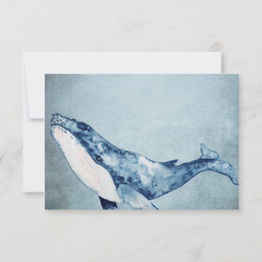 ウオーターカラーハンプバックホエー航海のルビーチ結婚式 出欠カード (裏面)