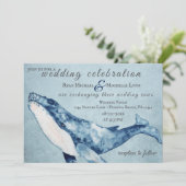 ウオーターカラーハンプバックホエー航海のルビーチ結婚式 招待状 (スタンド正面)