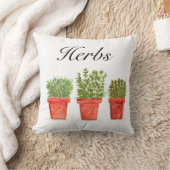 ウオーターカラーハーブThymeローズマリーオレガノプラントポット クッション (ブランケット)