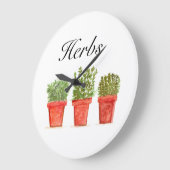 ウオーターカラーハーブThymeローズマリーオレガノプラントポット ラージ壁時計 (傾斜)