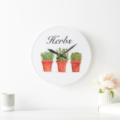 ウオーターカラーハーブThymeローズマリーオレガノプラントポット ラージ壁時計 (ホーム)