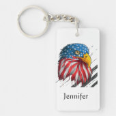 ウオーターカラーバルドイーグルUSAアメリカ軍隊 キーホルダー (正面)