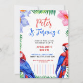 ウオーターカラーパロカラフルット誕生日 招待状 (正面)