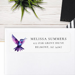 ウオーターカラーパープルハミングバード差出人住所ラベル ラベル