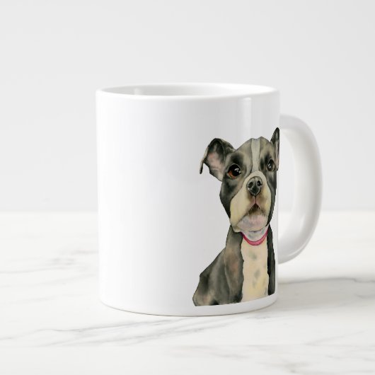 ウオーターカラーピットブルテリアパピードッグ ジャンボコーヒーマグカップ (正面右)