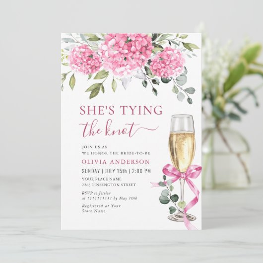 ウオーターカラーピンクアジサイブライダルシャワー 招待状 (スタンド正面)