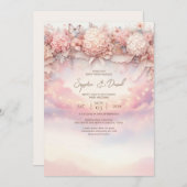 ウオーターカラーピンクアジサイ結婚式招待状 招待状 (正面/裏面)