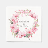 ウオーターカラーピンクオーキッドリース スタンダードカクテルナプキン (正面)