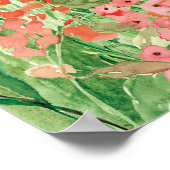 ウオーターカラーピンクコーラルフローラメドウオンマウンテン ポスター (角)