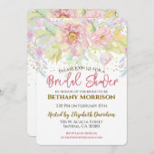 ウオーターカラーピンクローズブライダルシャワー 招待状 (正面/裏面)