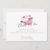 ウオーターカラーピンクローズマカロンブライダルシャワー 招待状 (正面)