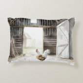 ウオーターカラーファームルースターin a Barn アクセントクッション (裏面)