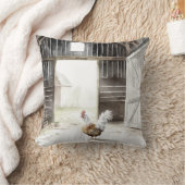 ウオーターカラーファームルースターin a Barn クッション (ブランケット)