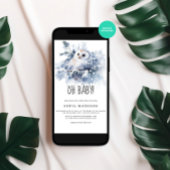 ウオーターカラーフクロウ冬の赤ちゃんシャワー 招待状