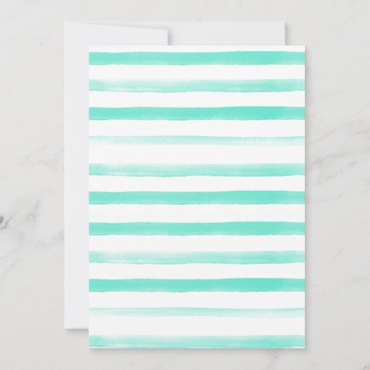 ウオーターカラーフラミングルミントストライプ |ブライダルシャワー 招待状 (裏面)