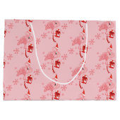 ウオーターカラーフラミンゴトロピカルクリスマスホリデー ラージペーパーバッグ (裏面)