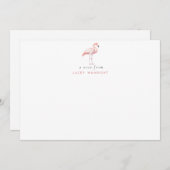 ウオーターカラーフラミンゴパーソナライズされた文房具 ノートカード (正面/裏面)