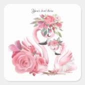 ウオーターカラーフラミンゴホワイトカスタム スクエアシール (正面)