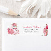 ウオーターカラーフラミンゴホワイト差出人住所 ラベル (インサイチュ)