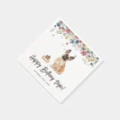 ウオーターカラーフランスのブルドッグバースデーパーティー スタンダードカクテルナプキン (角)