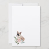 ウオーターカラーフランスのブルドッグペット&フローラピンクローズ 招待状 (裏面)