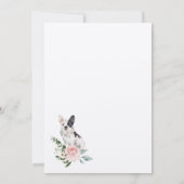 ウオーターカラーフランスのブルドッグペット&フローラピンクローズ 招待状 (裏面)