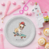 ウオーターカラーフランスのブルドッグ紙プレート ペーパープレート (パーティー)