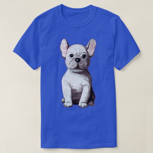 ウオーターカラーフランスのブルドッグ Tシャツ (デザイン正面)