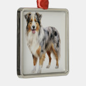 ウオーターカラーフワフワのオーストラリア産の牧羊犬 メタルオーナメント (右)