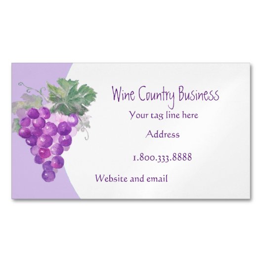 ウオーターカラーブドウインカントリーツアーまたはブドウ畑 マグネット名刺 (正面)