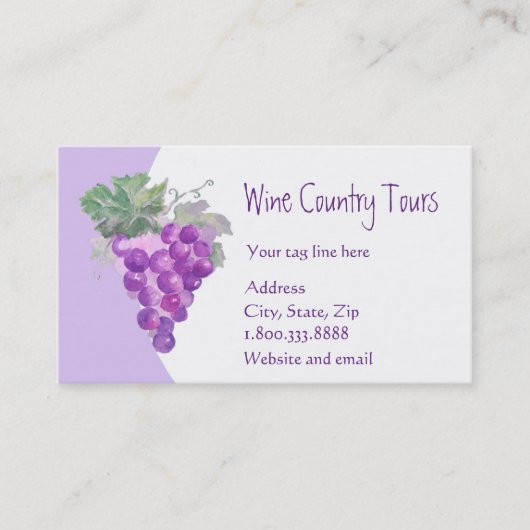 ウオーターカラーブドウインカントリーツアーまたはブドウ畑 名刺 (正面)