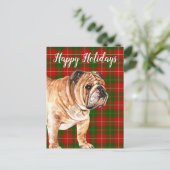 ウオーターカラーブルドッグパーソナライズされたカスタム シーズンポストカード (スタンド正面)