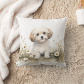 ウオーターカラープードルドッグインデイジー クッション (ブランケット)