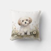 ウオーターカラープードルドッグインデイジー クッション (正面)