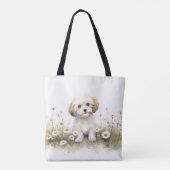 ウオーターカラープードルドッグインデイジー トートバッグ (裏面)