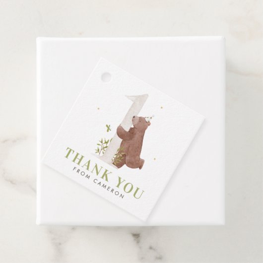 ウオーターカラーベアーウッドランドファースト誕生日サンキューユナイテッド フェイバータグ (インサイチュ)