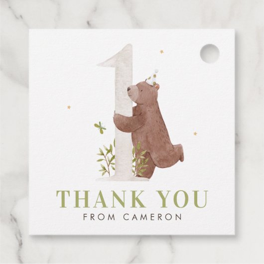 ウオーターカラーベアーウッドランドファースト誕生日サンキューユナイテッド フェイバータグ (裏面)