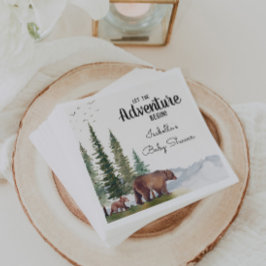 ウオーターカラーベアーウッドランドベビーシャワー スタンダードカクテルナプキン