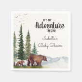 ウオーターカラーベアーウッドランドベビーシャワー スタンダードカクテルナプキン (正面)