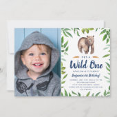ウオーターカラーベアーワイルドワン |誕生日パーティー 招待状 (正面)