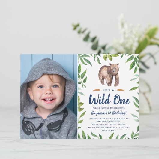 ウオーターカラーベアーワイルドワン |誕生日パーティー 招待状 (スタンド正面)