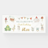 ウオーターカラーマッシュルームカエルベビーおもちゃ誕生日 横断幕 (横)