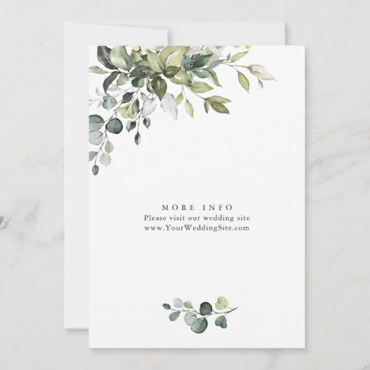 ウオーターカラーユーカリプスグリーンブライダルシャワー 招待状 (裏面)